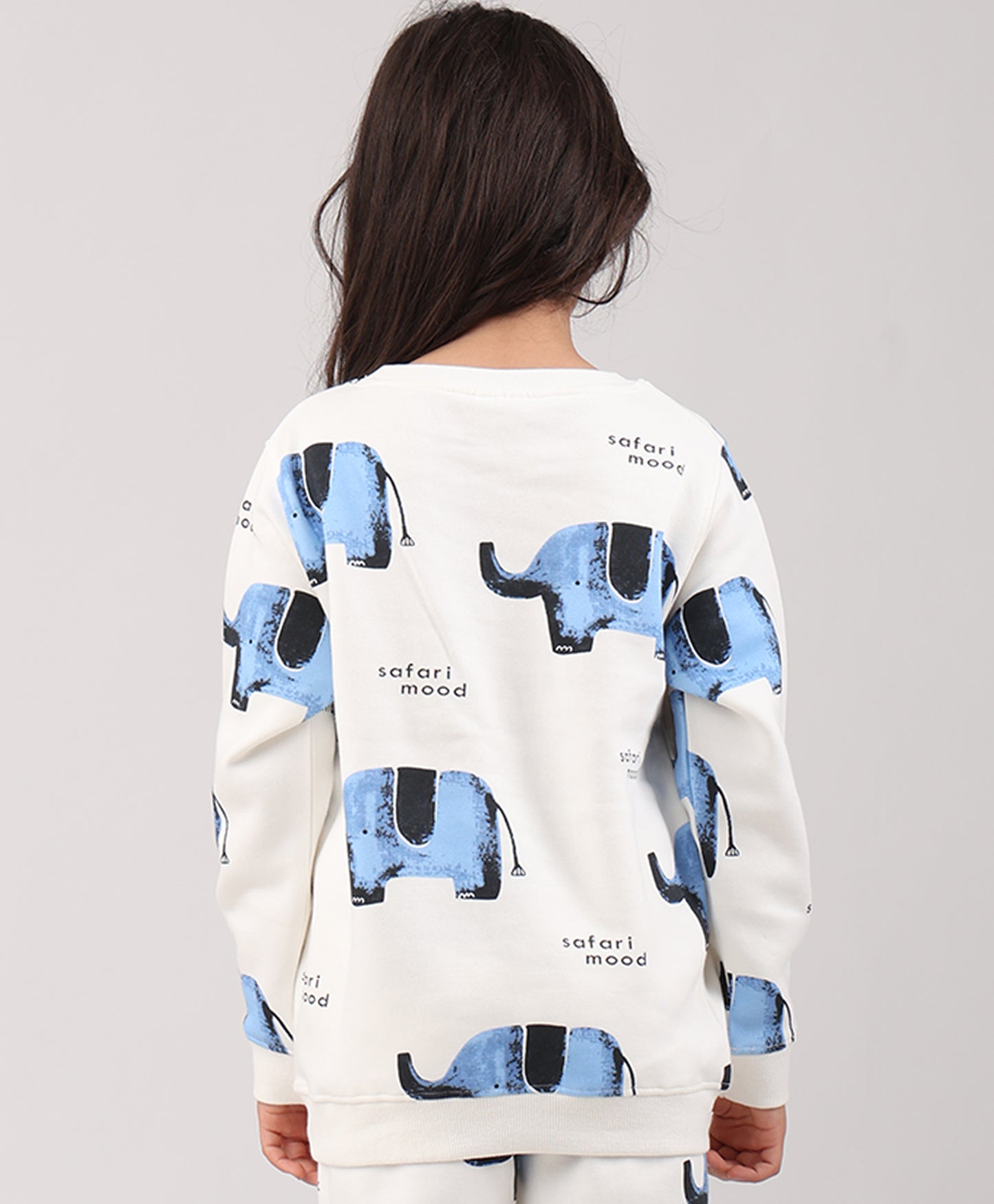 ELEPHANT SAFARI GIRLS FLEECE SWEATSHIRT - WHITE