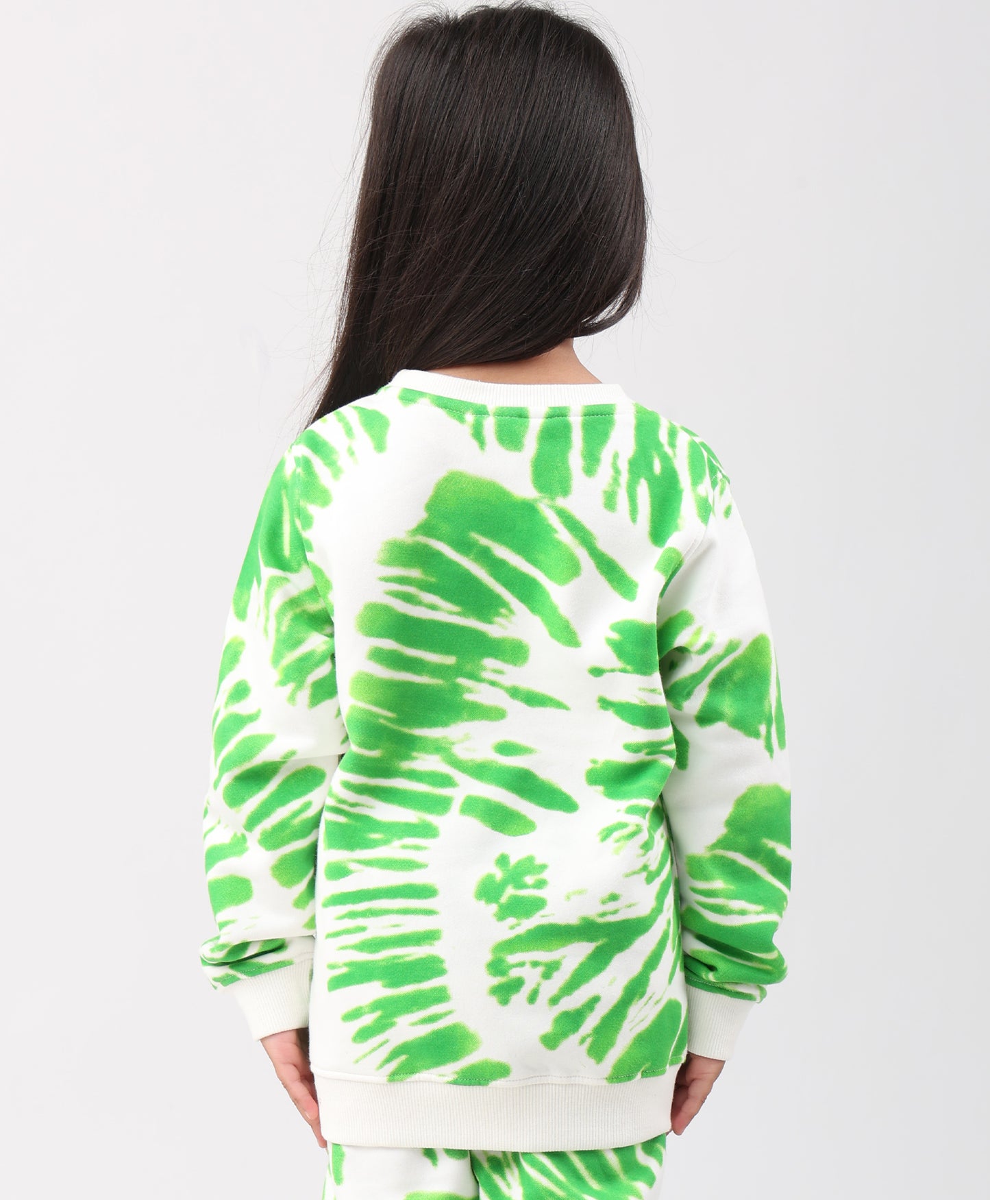 GREEN SWIRL GIRLS FLEECE SWEATSHIRT - GREEN
