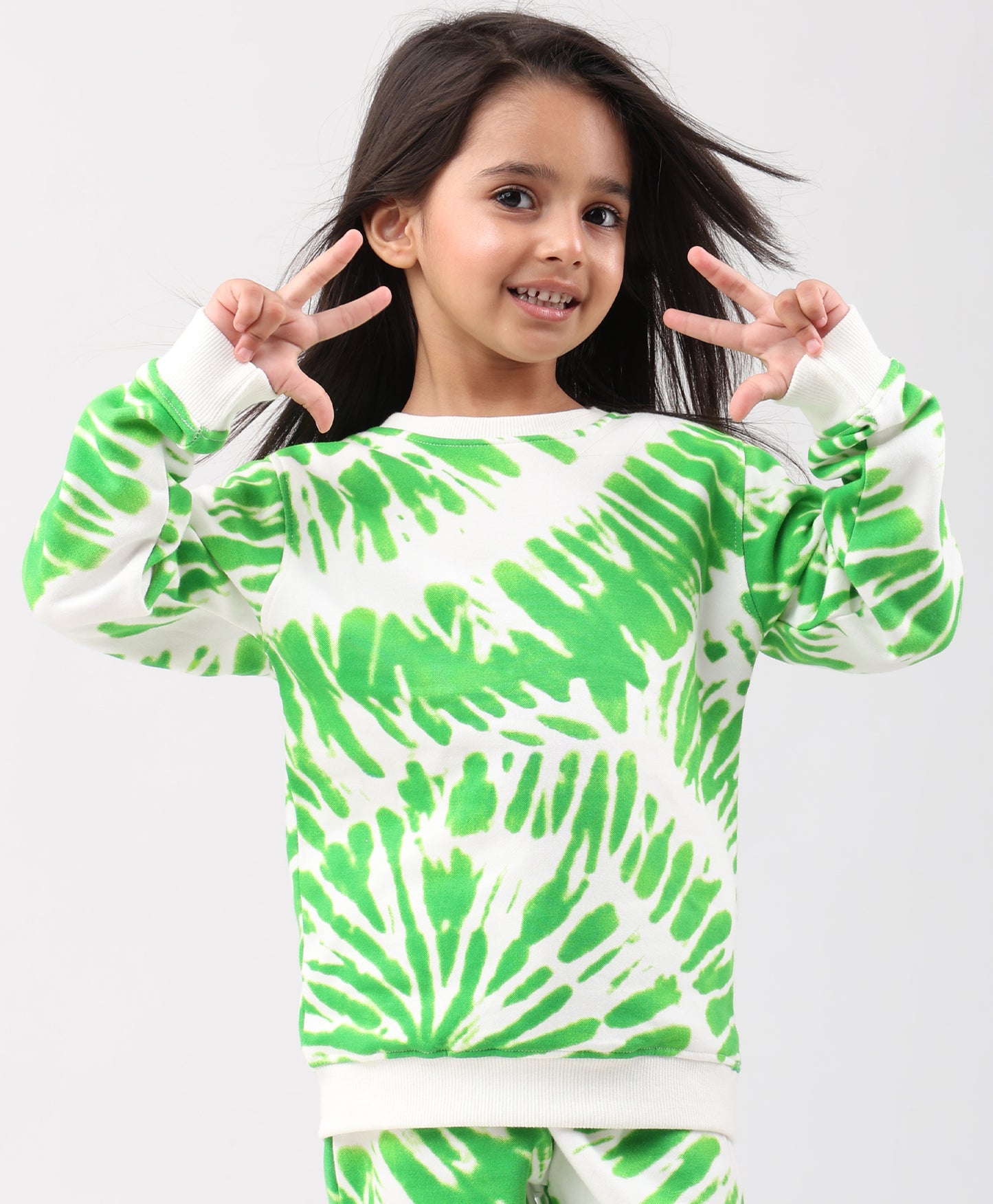 GREEN SWIRL GIRLS FLEECE SWEATSHIRT - GREEN