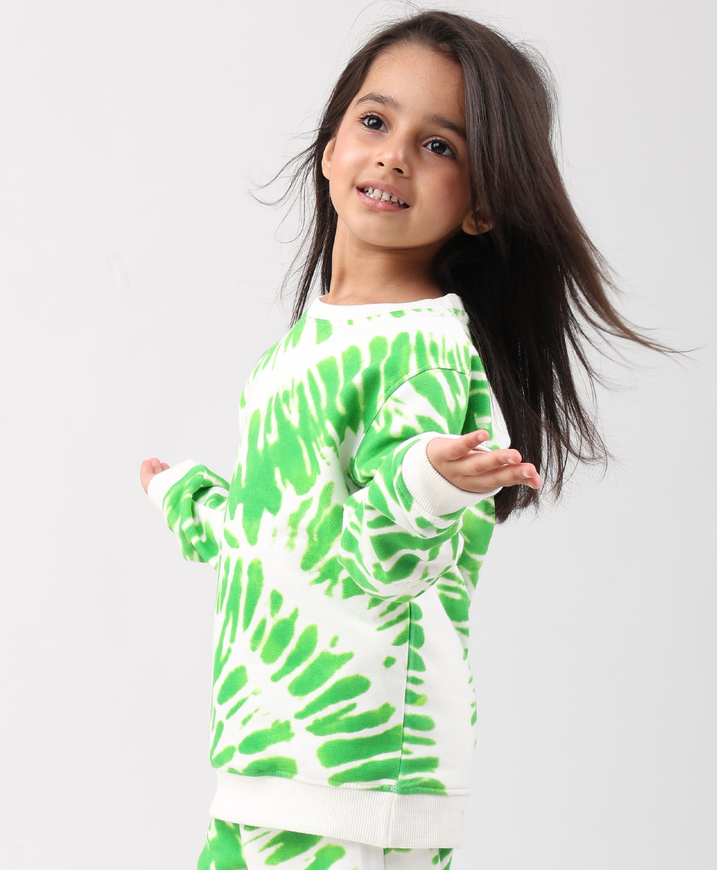 GREEN SWIRL GIRLS FLEECE SWEATSHIRT - GREEN