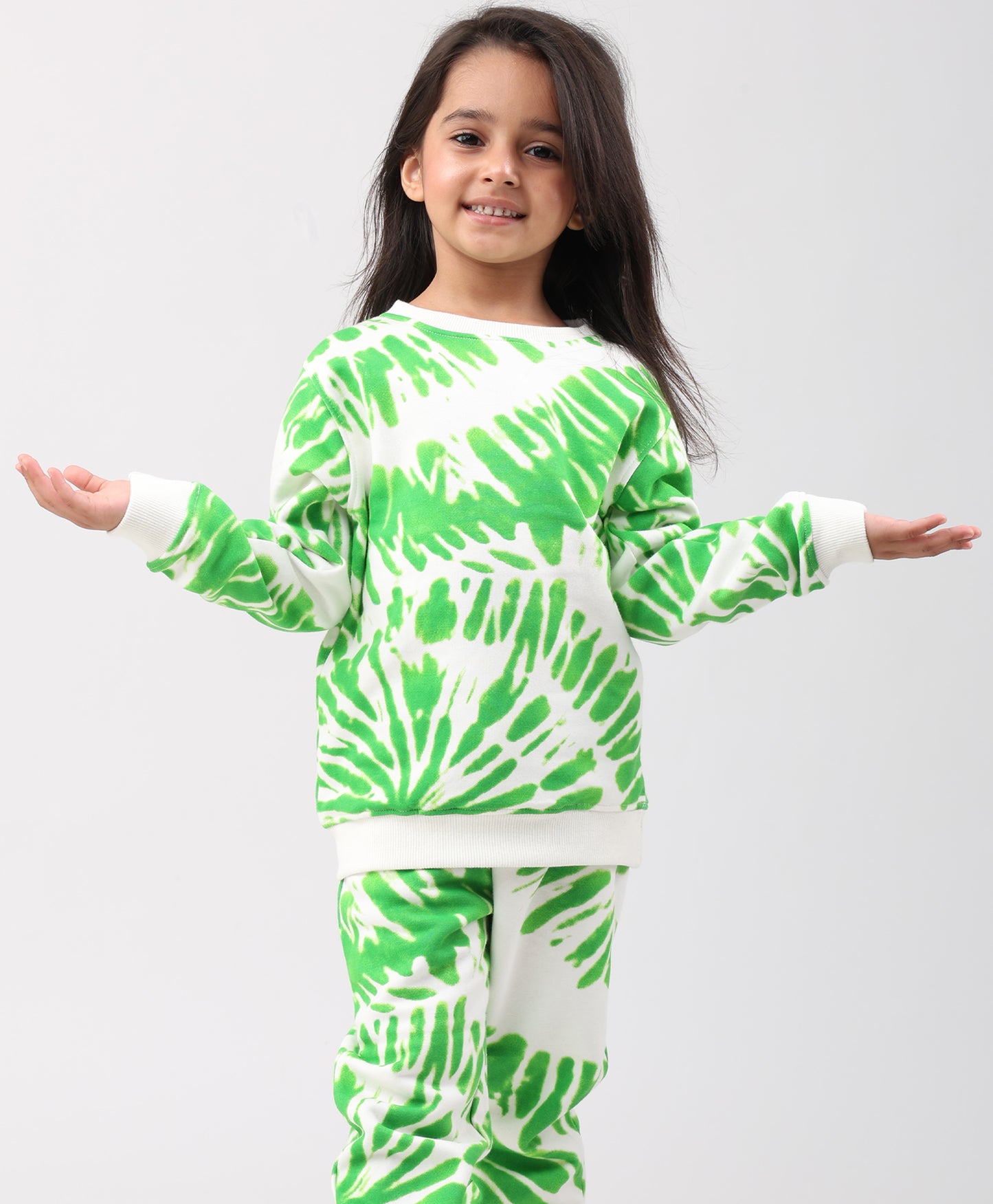 GREEN SWIRL GIRLS FLEECE SWEATSHIRT - GREEN