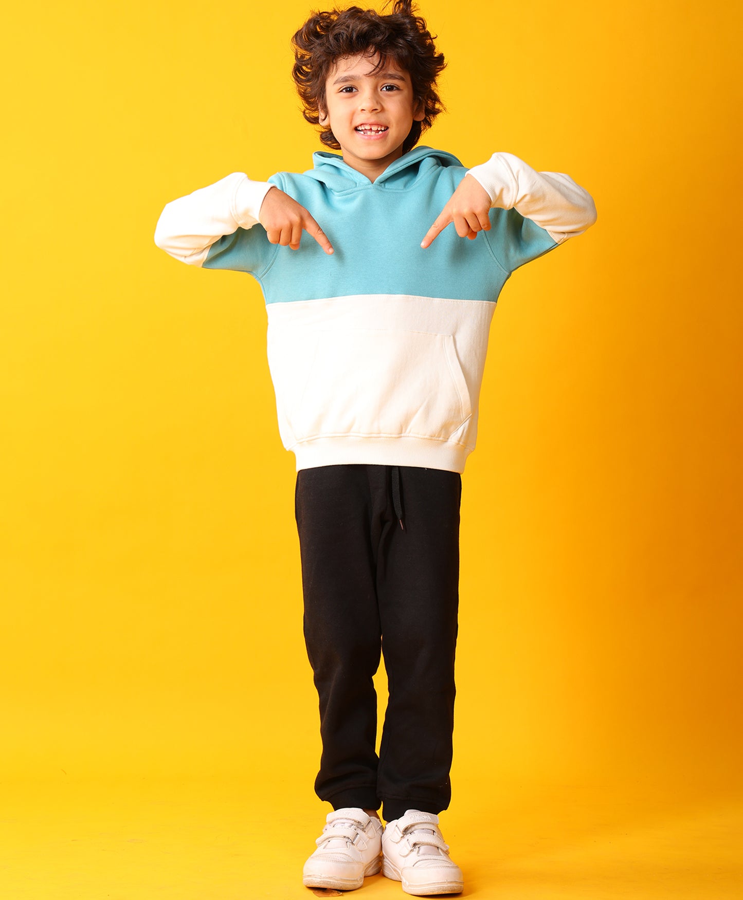 OIL GREEN WHITE COLOR BLOCK HOODIE BLACK JOGGER SET - OIL GREEN/BLACK