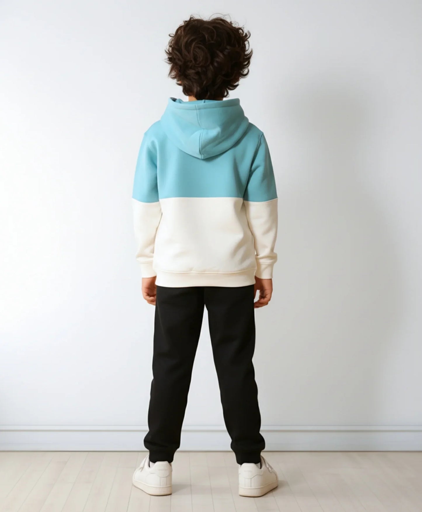 OIL GREEN WHITE COLOR BLOCK HOODIE BLACK JOGGER SET - OIL GREEN/BLACK