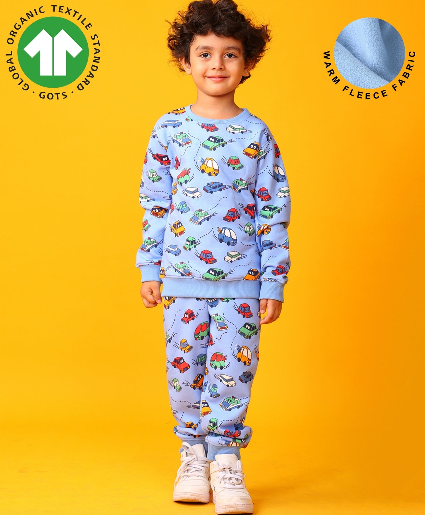 CARS BOYS FLEECE SWEATSHIRT JOGGER SET - BLUE