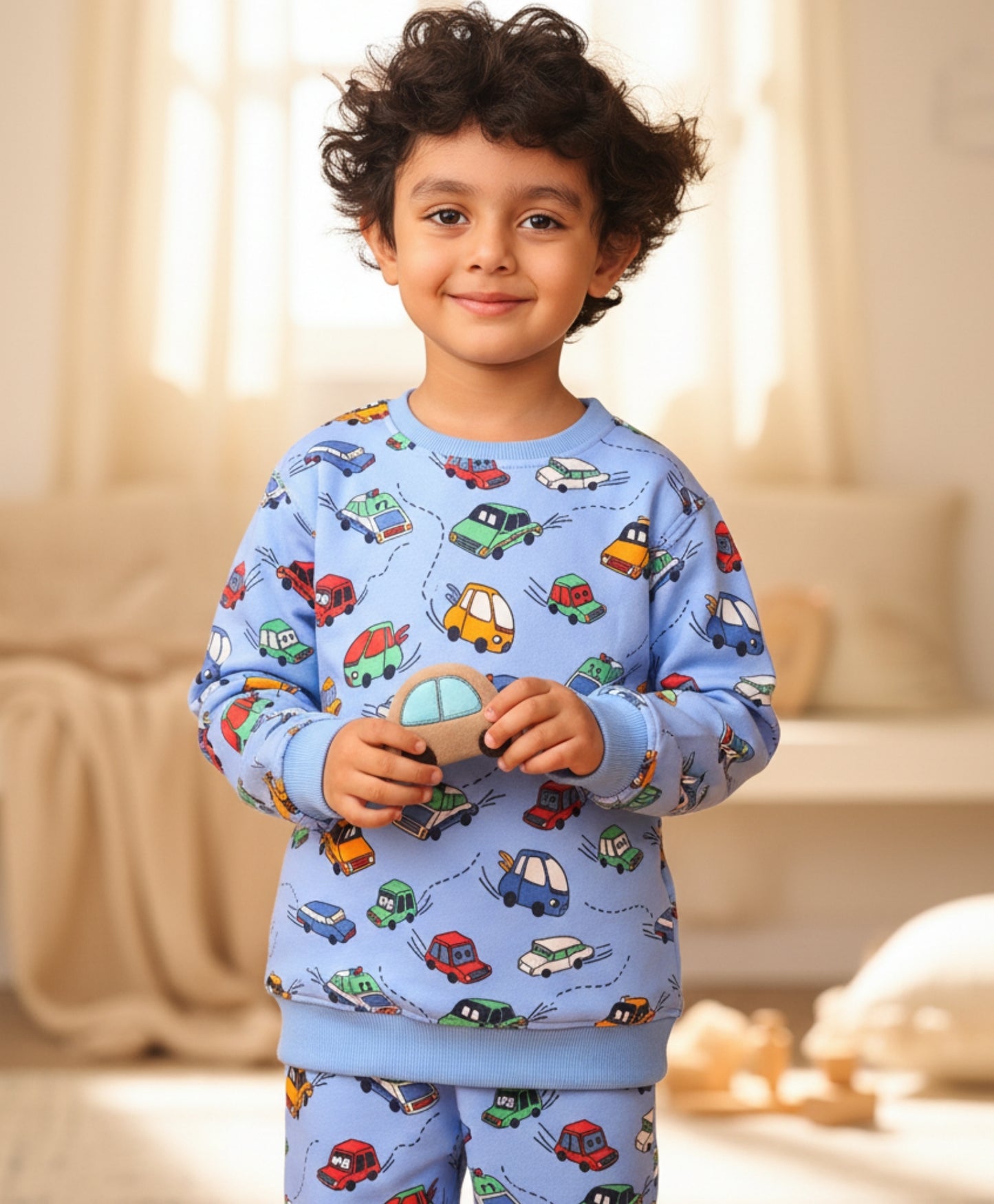 CARS BOYS FLEECE SWEATSHIRT JOGGER SET - BLUE