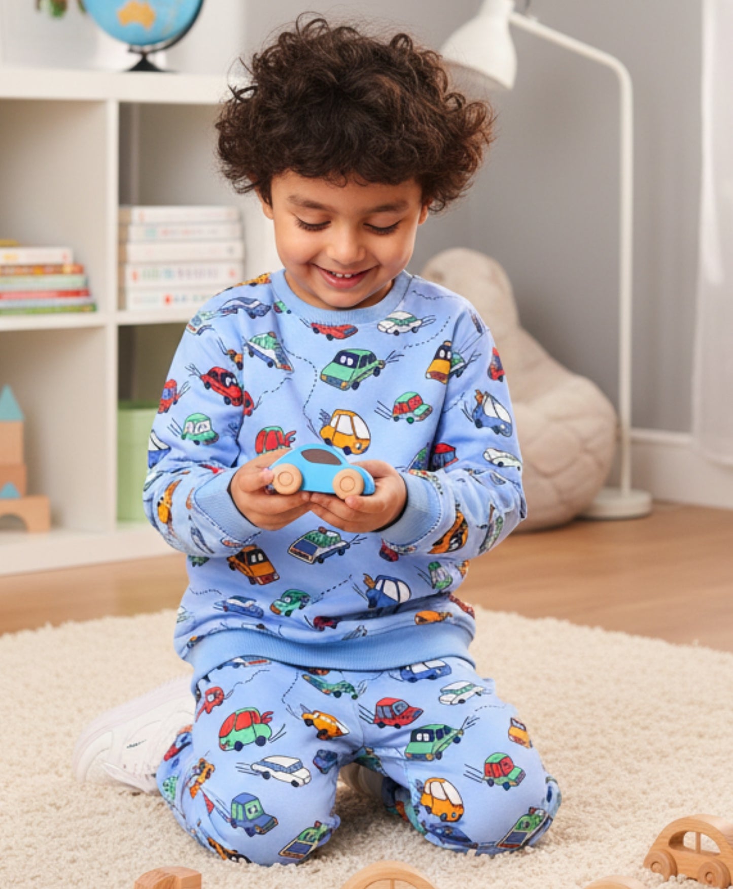 CARS BOYS FLEECE SWEATSHIRT JOGGER SET - BLUE