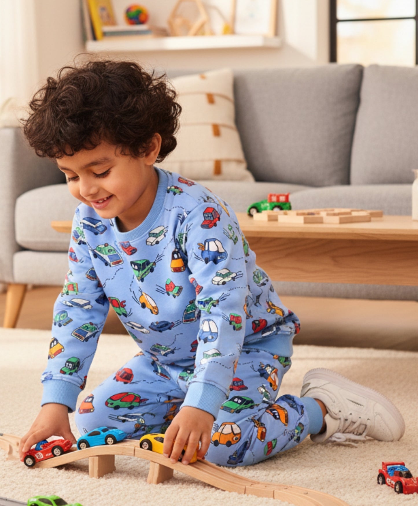 CARS BOYS FLEECE SWEATSHIRT JOGGER SET - BLUE