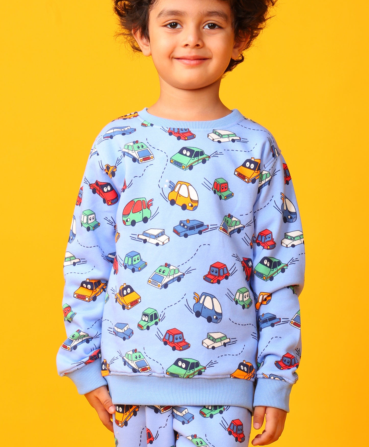 CARS BOYS FLEECE SWEATSHIRT JOGGER SET - BLUE