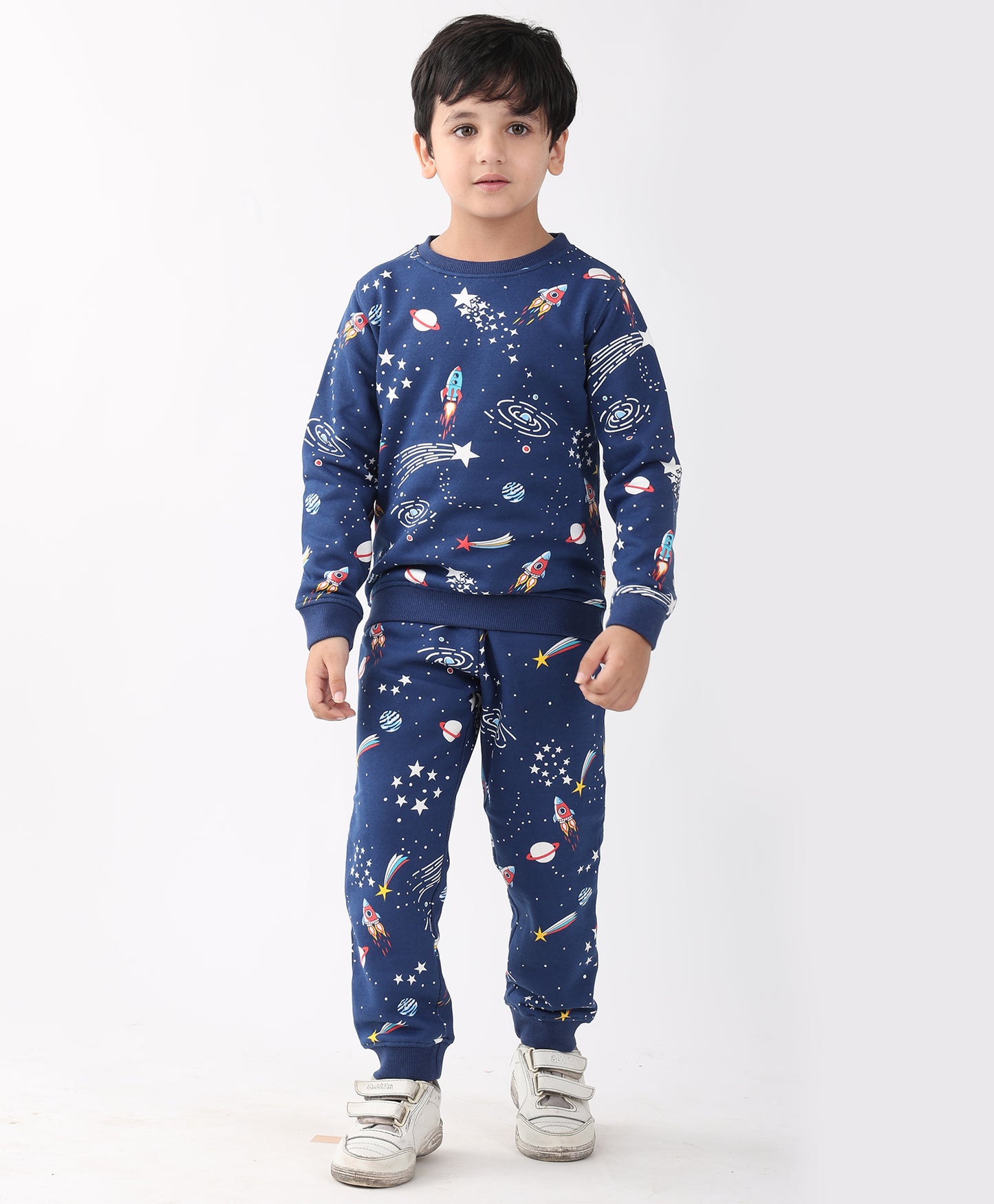 SOLAR DREAMS FLEECE SWEATSHIRT JOGGER SET - NAVY