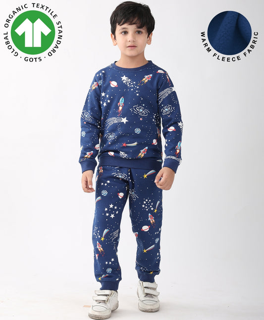 SOLAR DREAMS FLEECE SWEATSHIRT JOGGER SET - NAVY