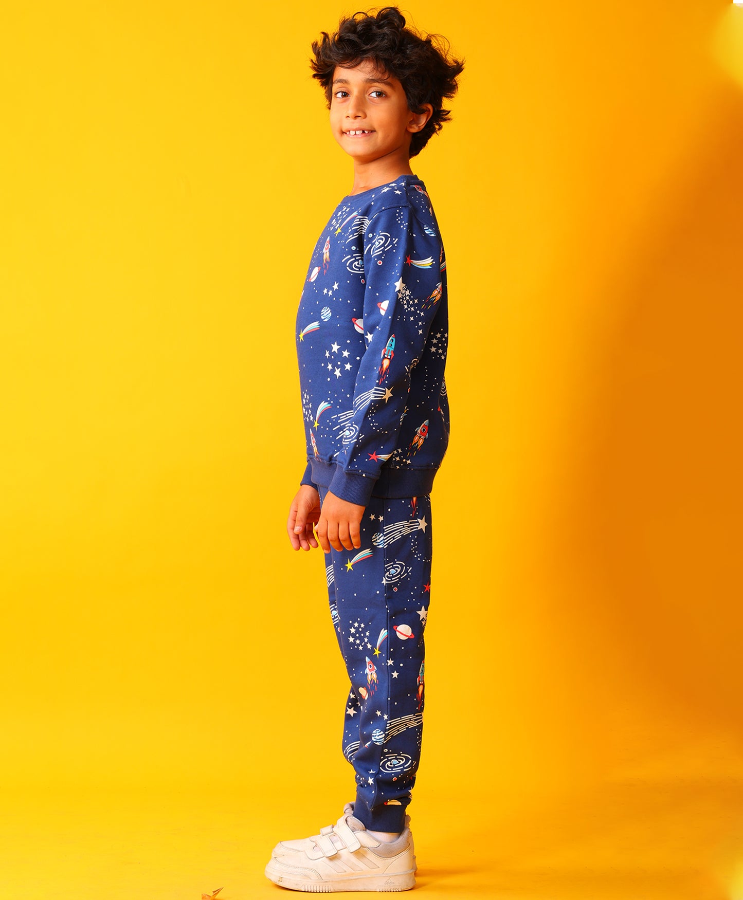SOLAR DREAMS FLEECE SWEATSHIRT JOGGER SET - NAVY