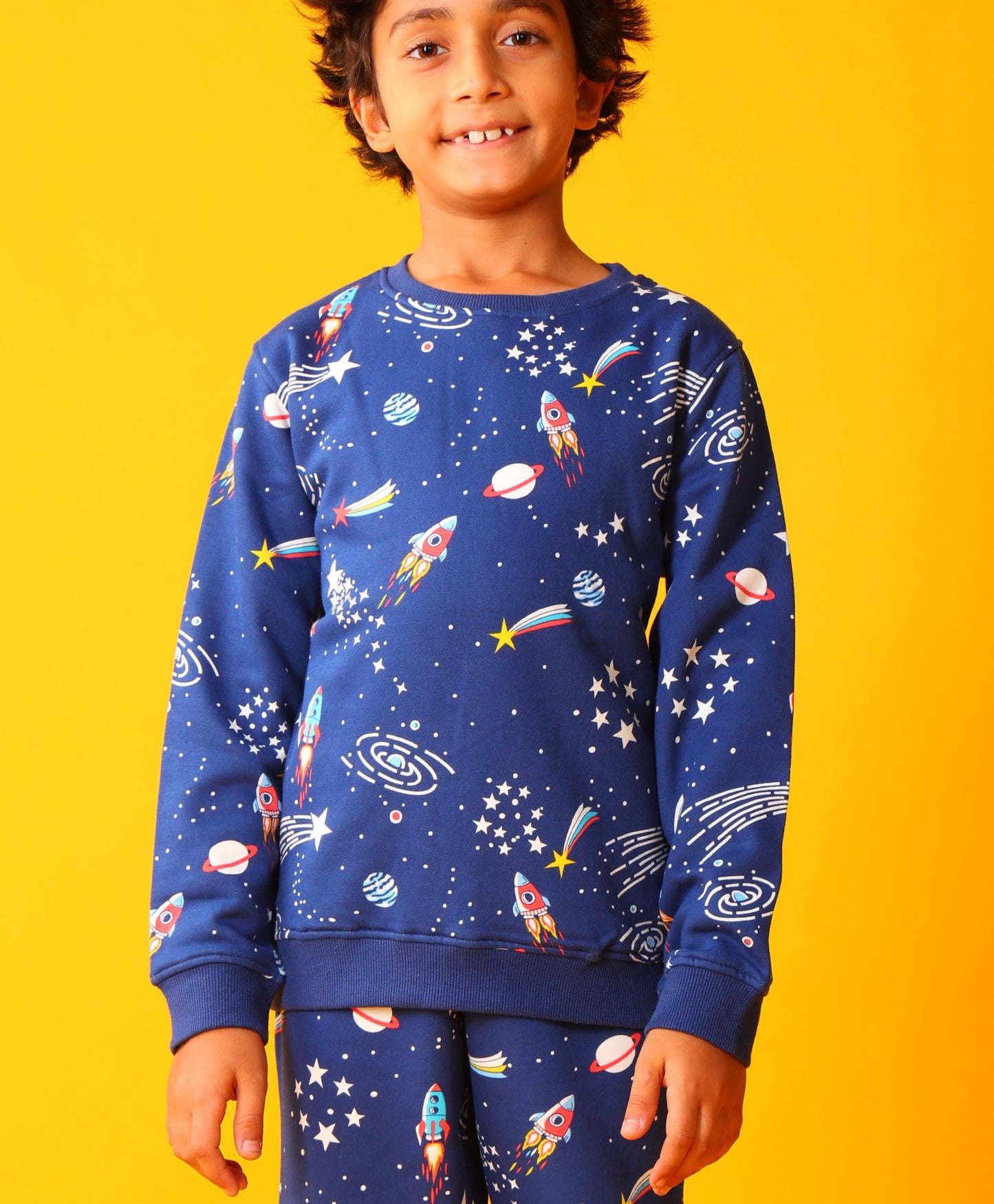 SOLAR DREAMS FLEECE SWEATSHIRT JOGGER SET - NAVY