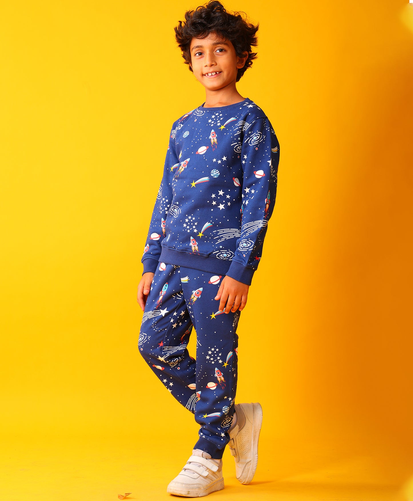 SOLAR DREAMS FLEECE SWEATSHIRT JOGGER SET - NAVY