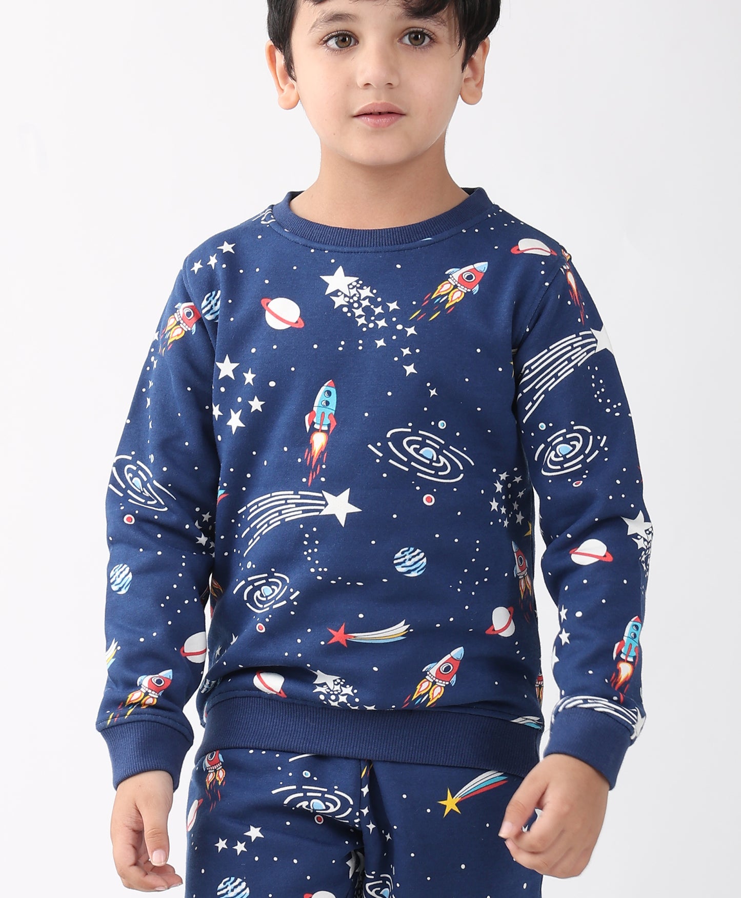 SOLAR DREAMS FLEECE SWEATSHIRT JOGGER SET - NAVY