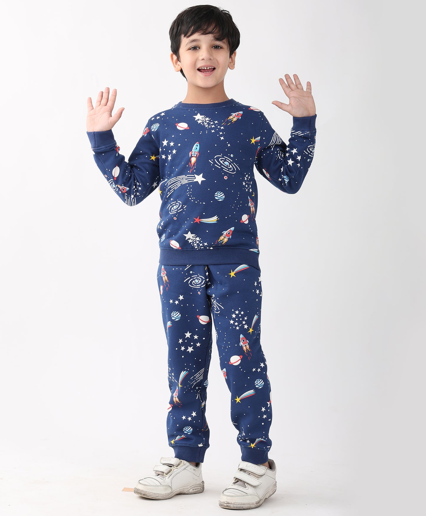 SOLAR DREAMS FLEECE SWEATSHIRT JOGGER SET - NAVY