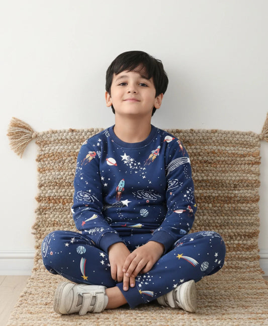 SOLAR DREAMS FLEECE SWEATSHIRT JOGGER SET - NAVY