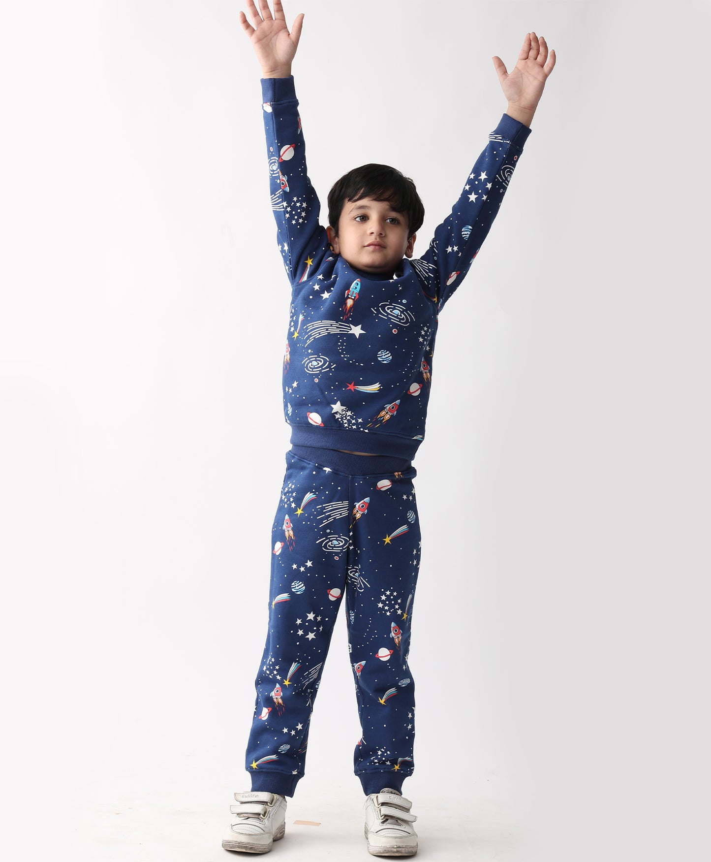SOLAR DREAMS FLEECE SWEATSHIRT JOGGER SET - NAVY