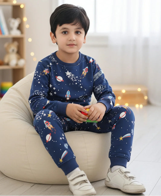 SOLAR DREAMS FLEECE SWEATSHIRT JOGGER SET - NAVY