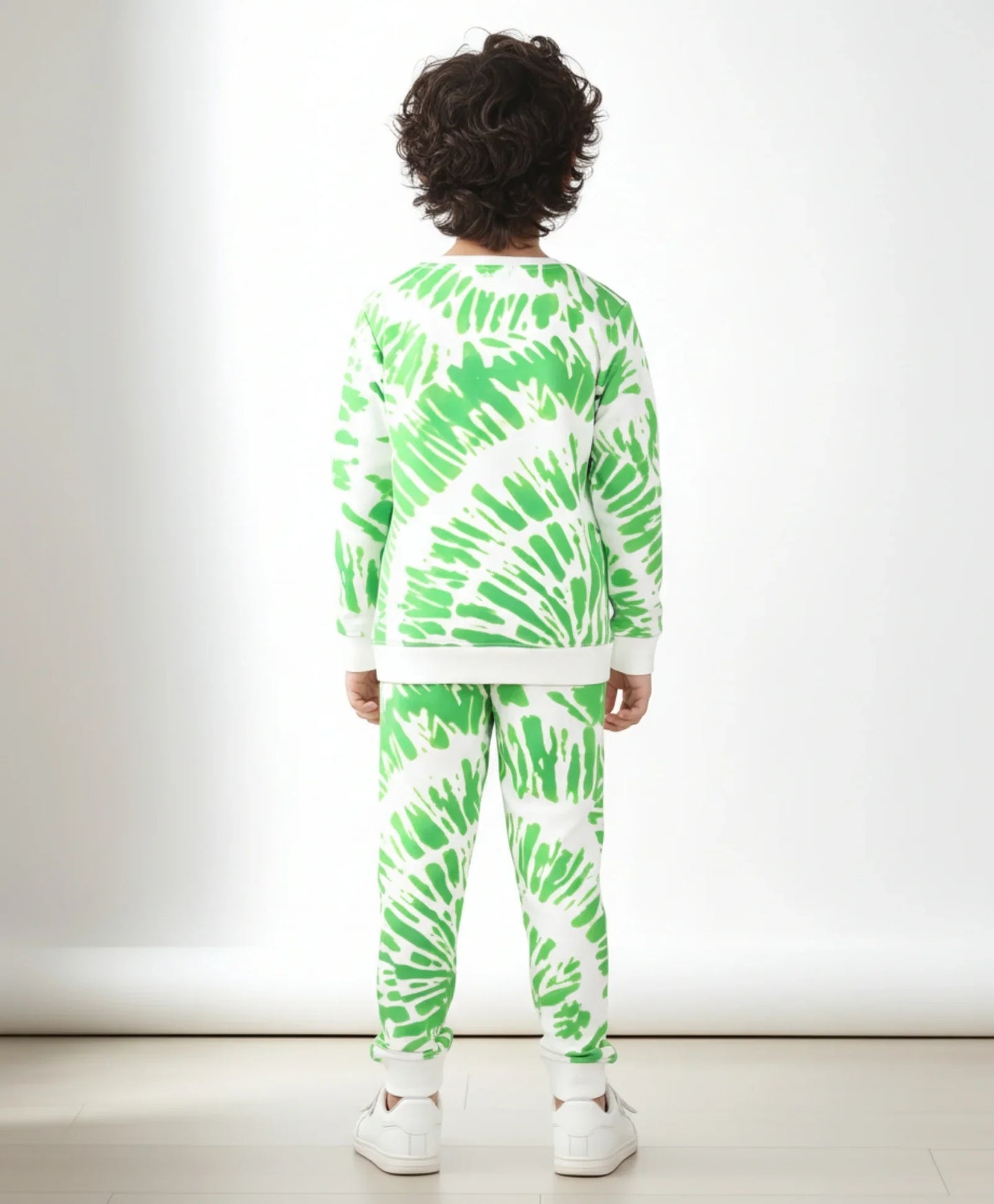 GREEN SWIRL FLEECE SWEATSHIRT JOGGER SET - GREEN