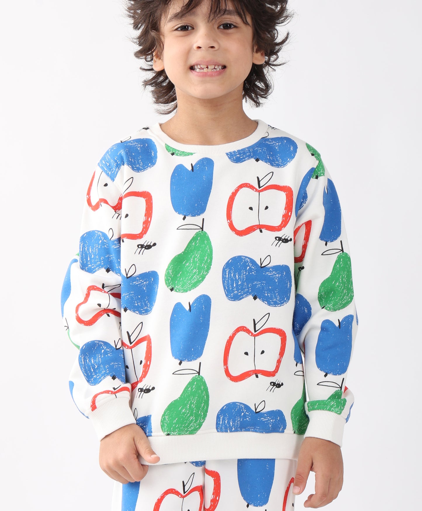 APPLE PEAR FLEECE SWEATSHIRT JOGGER SET - WHITE