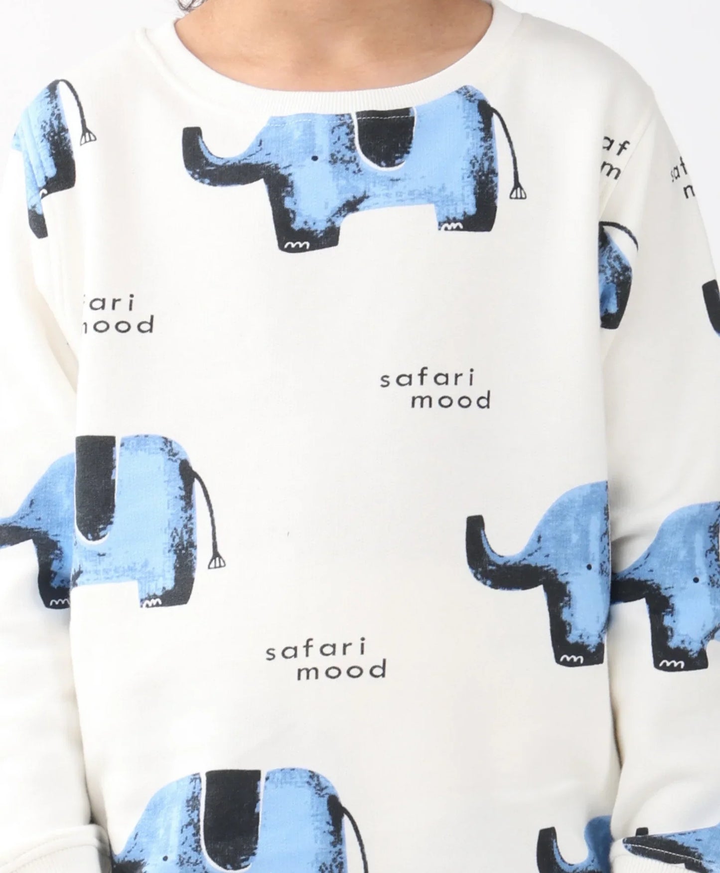 ELEPHANT SAFARI FLEECE SWEATSHIRT JOGGER SET - WHITE