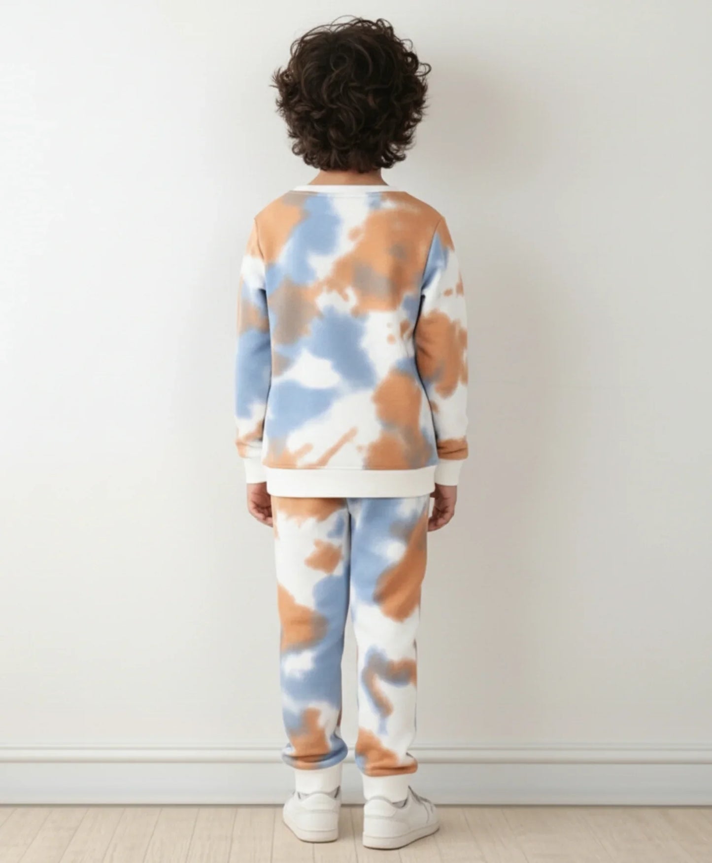 BLUE BROWN FLEECE SWEATSHIRT JOGGER SET - BROWN