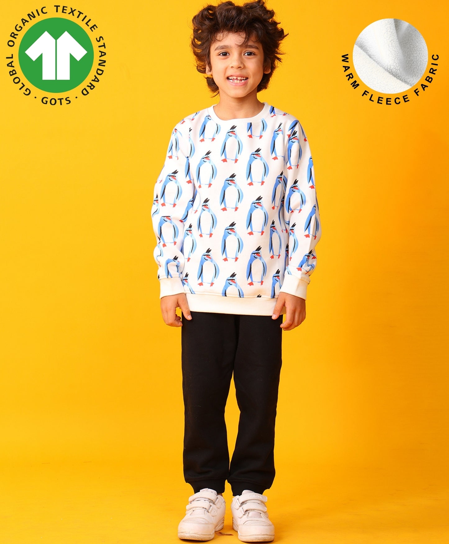 PENGUIN BLACK FLEECE SWEATSHIRT JOGGER SET - WHITE/BLACK