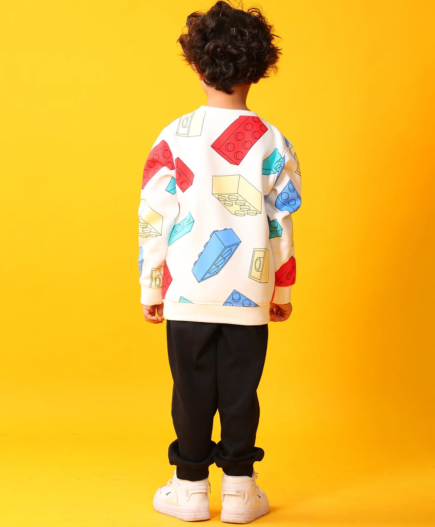 BLOCK BUILDER BLACK FLEECE SWEATSHIRT JOGGER SET - OFF WHITE/BLACK