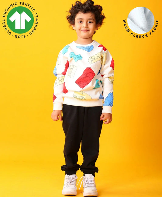 BLOCK BUILDER BLACK FLEECE SWEATSHIRT JOGGER SET - OFF WHITE/BLACK