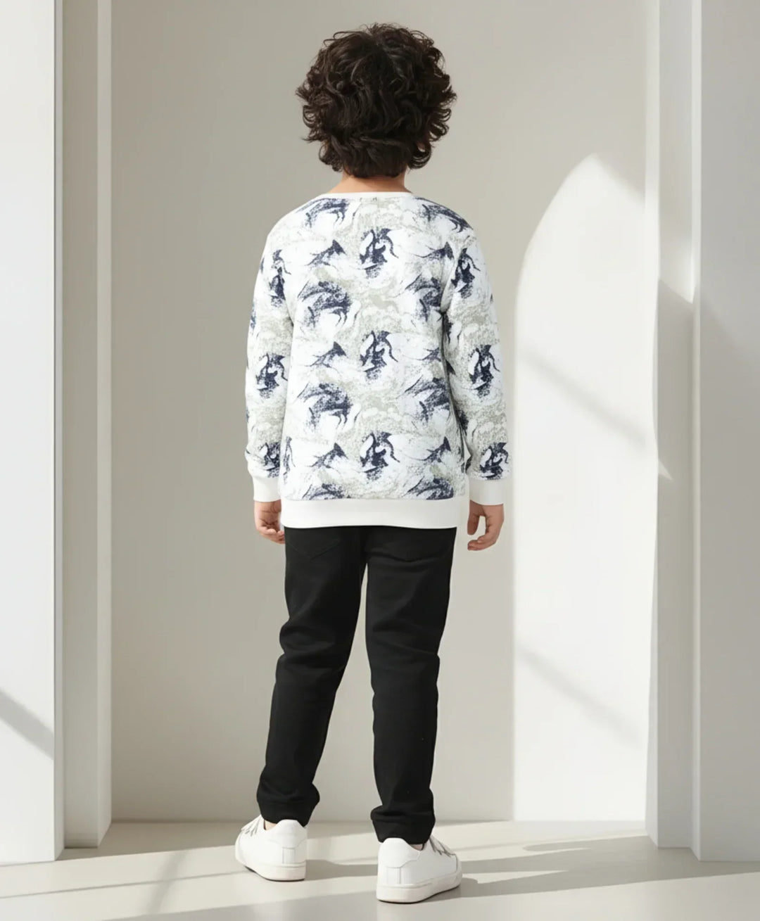 BLUE LIGHTING FLEECE SWEATSHIRT BLACK JOGGER SET - BLUE/BLACK - Anthrilo 