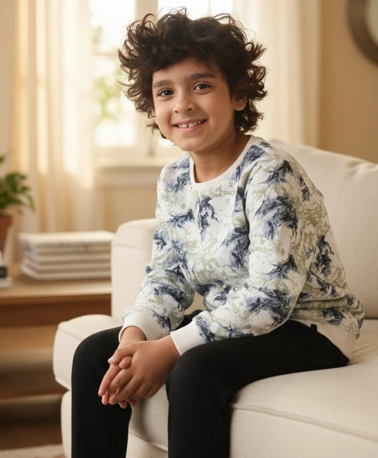 BLUE LIGHTING FLEECE SWEATSHIRT BLACK JOGGER SET - BLUE/BLACK