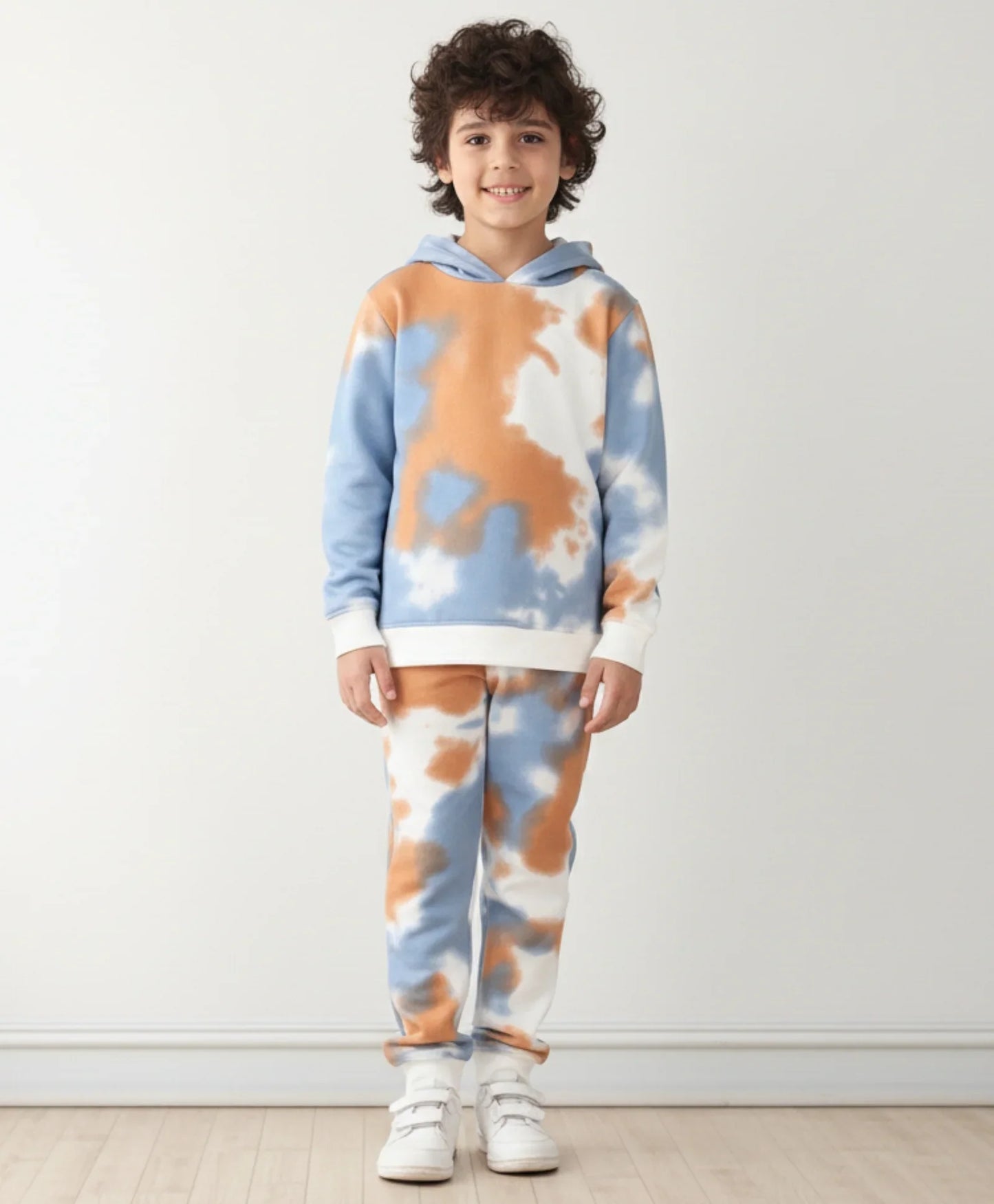 BLUE BROWN FLEECE HOODIE JOGGER SET - BROWN