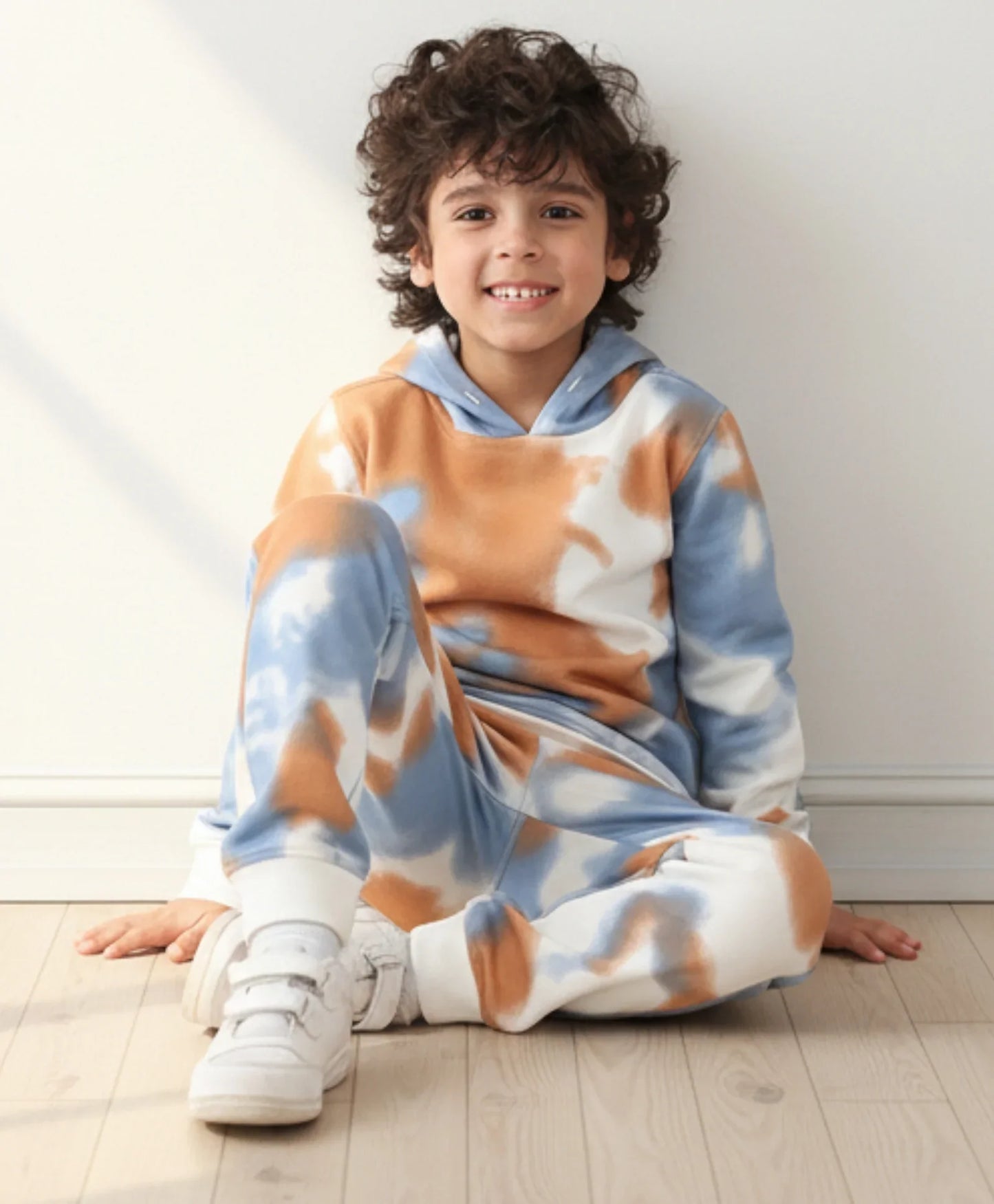 BLUE BROWN FLEECE HOODIE JOGGER SET - BROWN