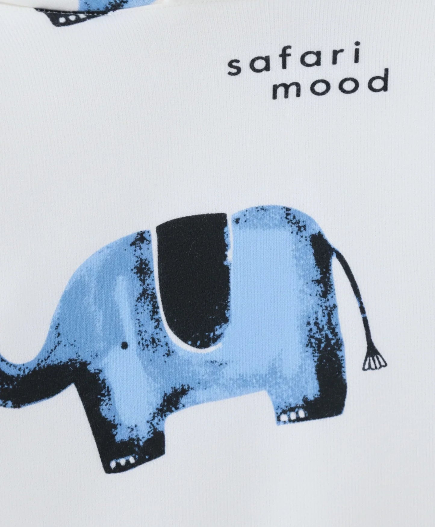 ELEPHANT SAFARI FLEECE HOODIE BLACK JOGGER SET - WHITE/BLACK