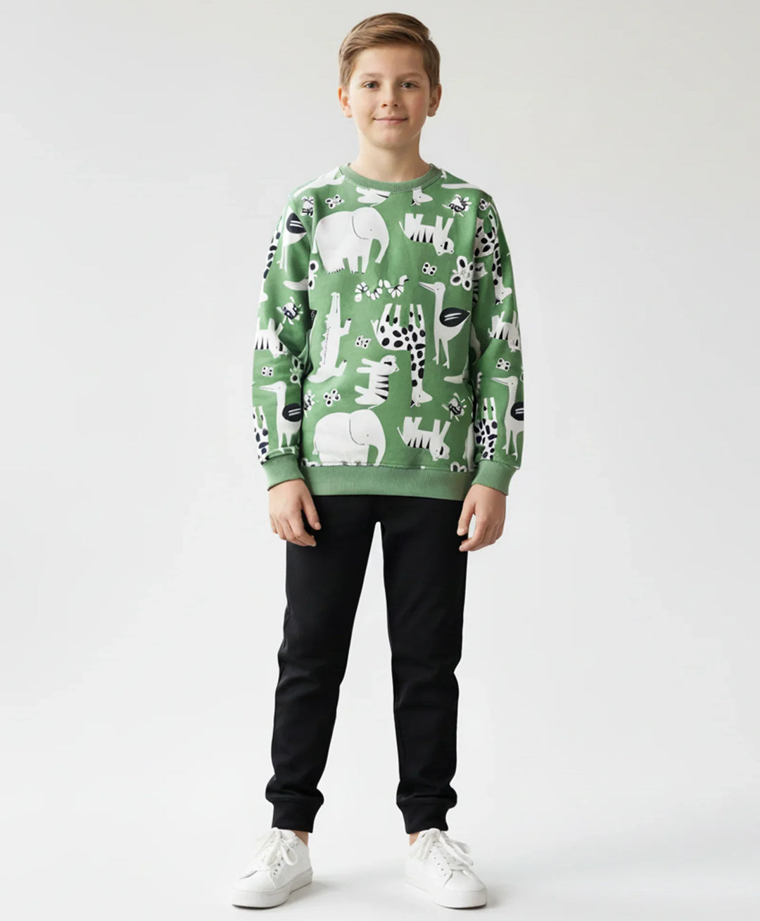 ANIMAL GREEN FLEECE BOYS SWEATSHIRT BLACK JOGGER SET - GREEN/BLACK - Anthrilo 