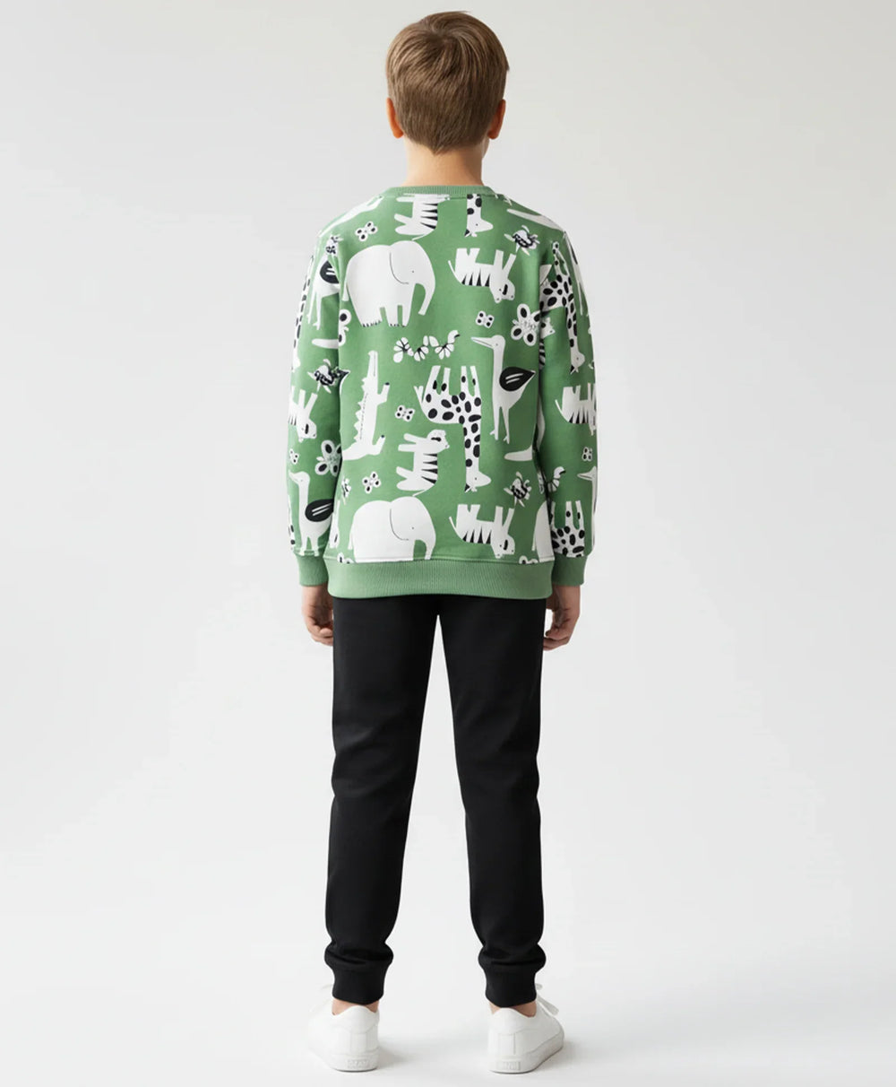ANIMAL GREEN FLEECE BOYS SWEATSHIRT BLACK JOGGER SET - GREEN/BLACK - Anthrilo 