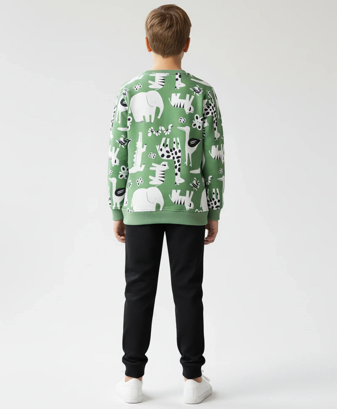ANIMAL GREEN FLEECE BOYS SWEATSHIRT BLACK JOGGER SET - GREEN/BLACK - Anthrilo 