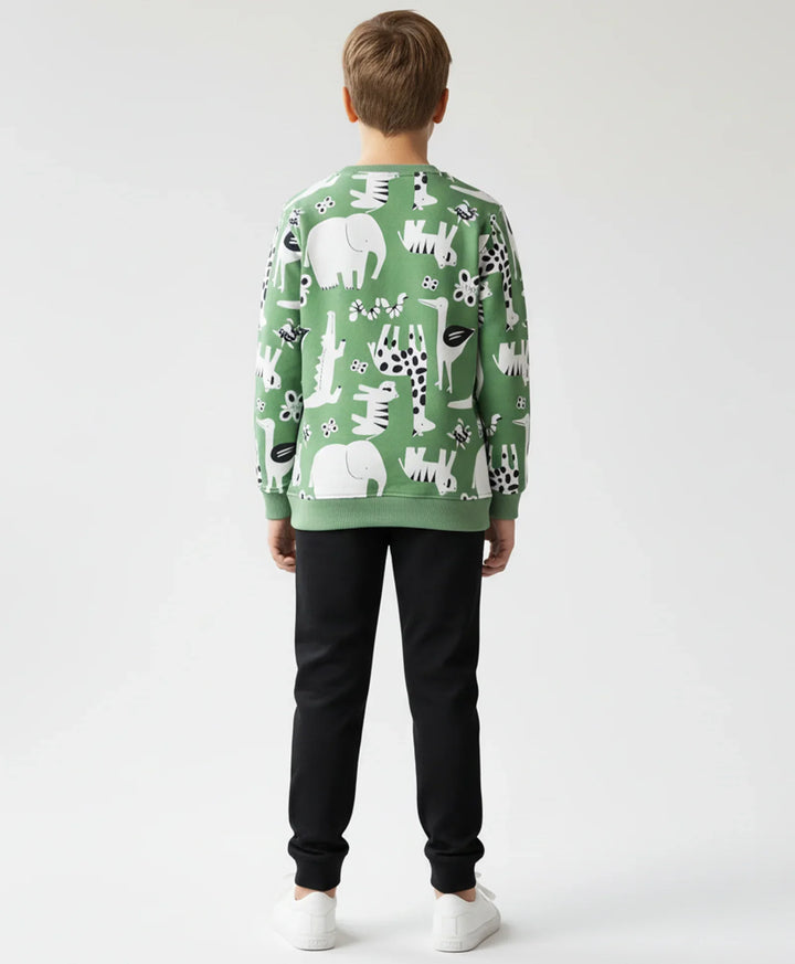 ANIMAL GREEN FLEECE BOYS SWEATSHIRT BLACK JOGGER SET - GREEN/BLACK - Anthrilo 