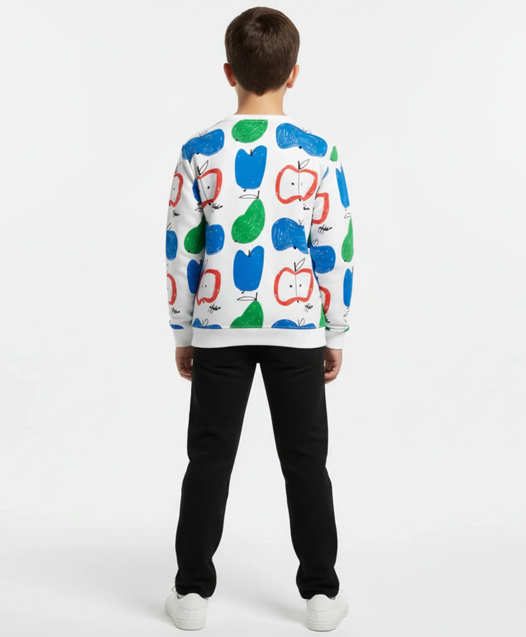 APPLE PEAR BOYS FLEECE SWEATSHIRT BLACK JOGGER SET - WHITE/BLACK - Anthrilo 