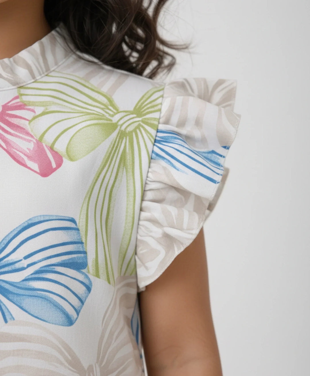 PAINTED BOW FRILL PARTY DRESS -OFF WHITE - Anthrilo 