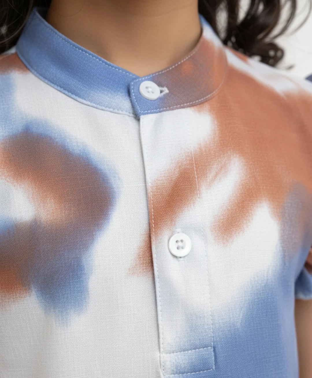 BLUE BROWN TIE DYE FRILL PARTY DRESS - BLUE - Anthrilo 