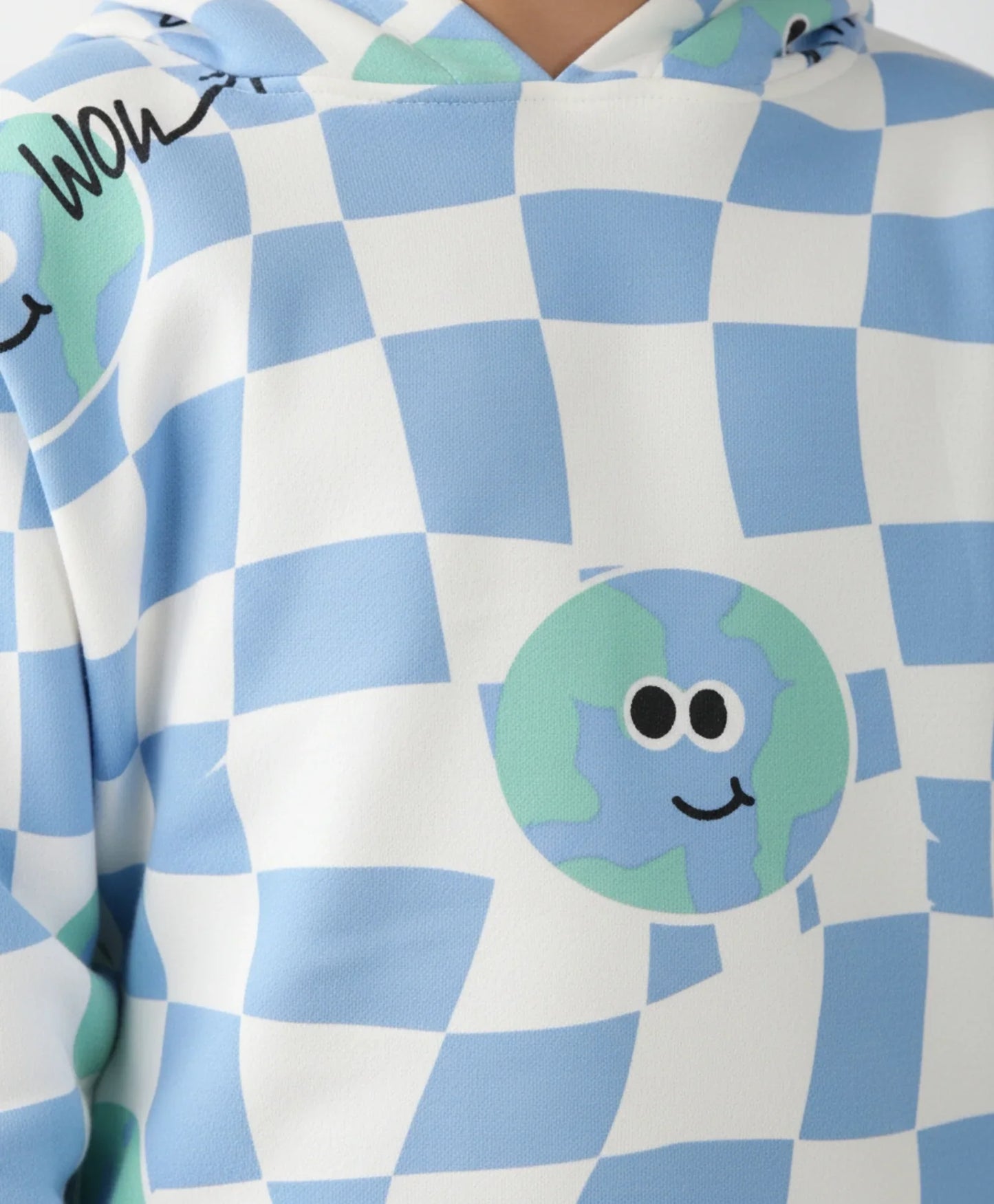 GLOBE CHECK BOYS FLEECE HOODIE - BLUE