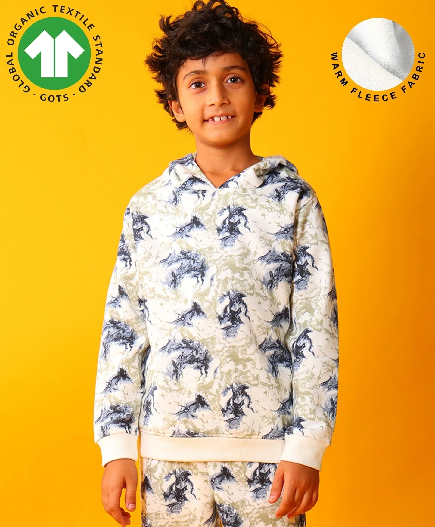 BLACK BLUE LIGHTING BOYS FLEECE HOODIE - BLUE