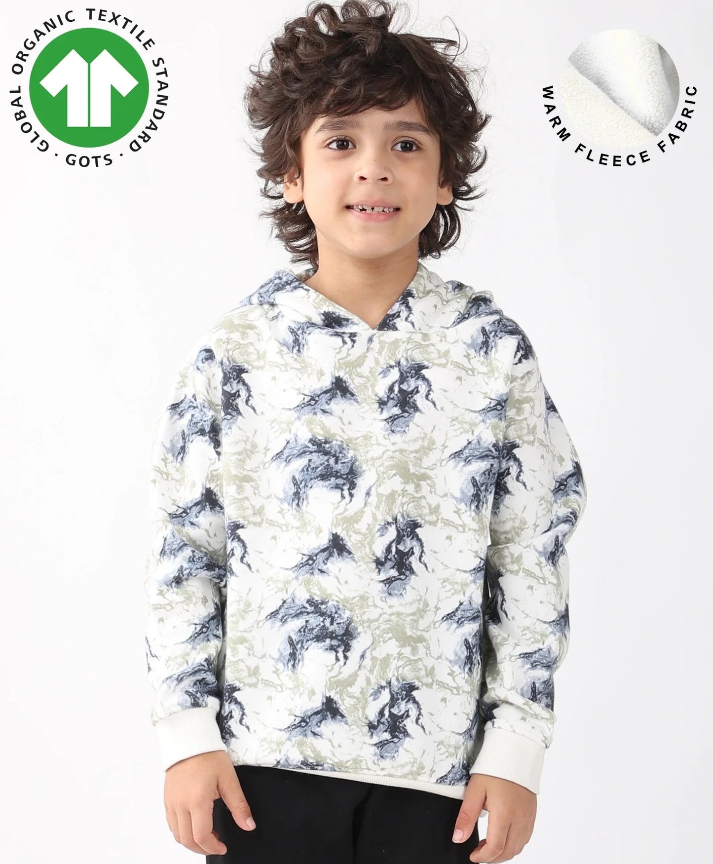 BLACK BLUE LIGHTING BOYS FLEECE HOODIE - BLUE