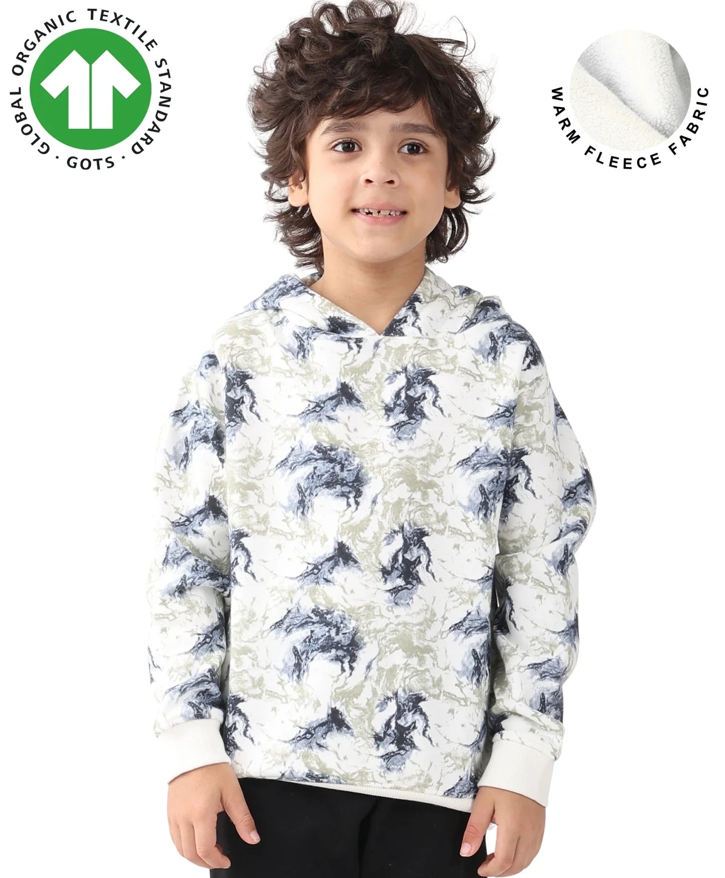 BLACK BLUE LIGHTING BOYS FLEECE HOODIE - BLUE