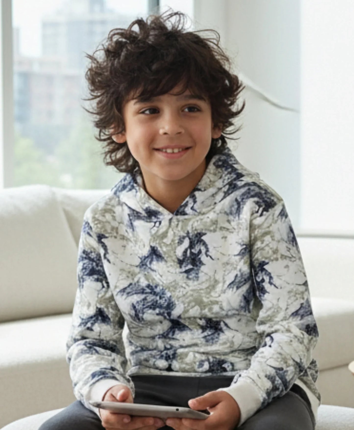 BLACK BLUE LIGHTING BOYS FLEECE HOODIE - BLUE