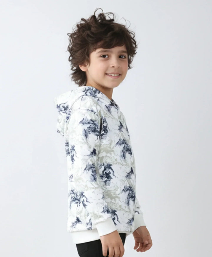 BLACK BLUE LIGHTING BOYS FLEECE HOODIE - BLUE