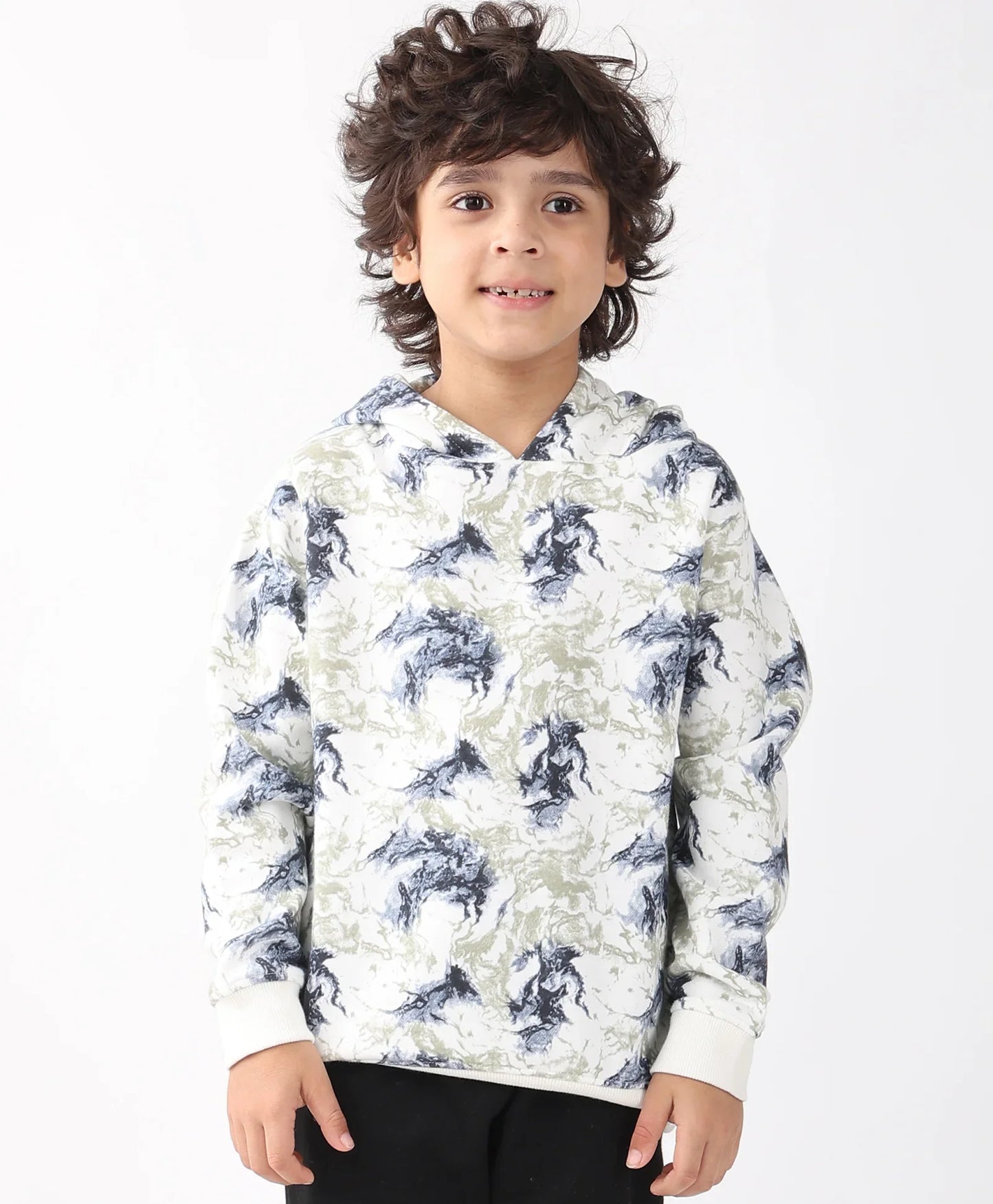BLACK BLUE LIGHTING BOYS FLEECE HOODIE - BLUE