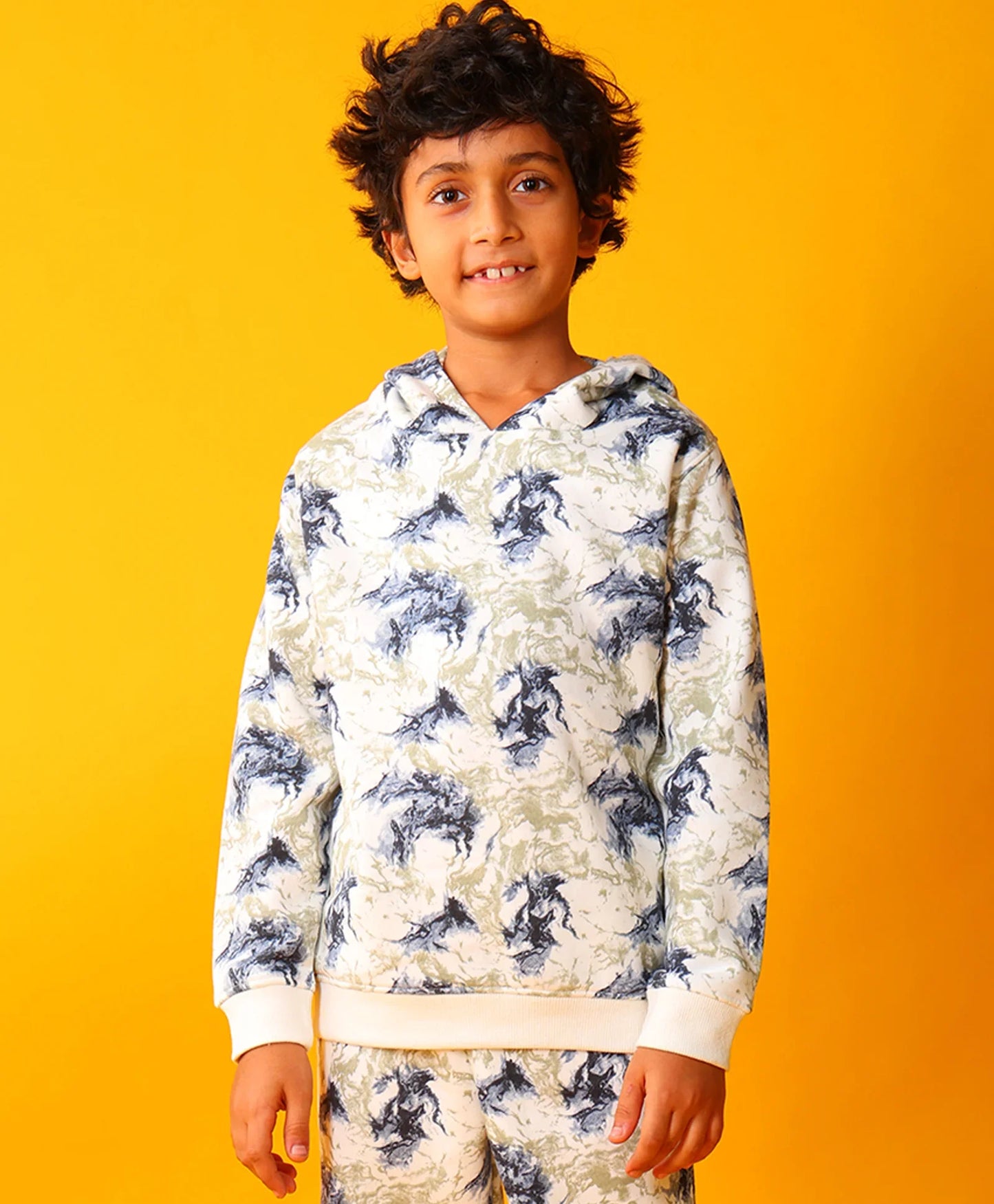 BLACK BLUE LIGHTING BOYS FLEECE HOODIE - BLUE