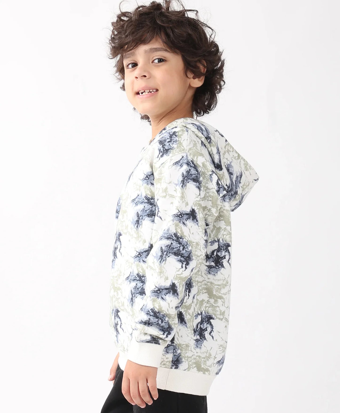 BLACK BLUE LIGHTING BOYS FLEECE HOODIE - BLUE